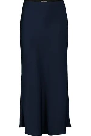Vera Mont Nederdel, Dame, Blå, M, Satin, Elegant Satin Midi Nederdel