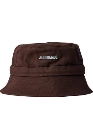 Jacquemus Tilbehør, Herre, Brun, 58 CM, Bomuld, Logo Bucket Hat i Bomuldstwill