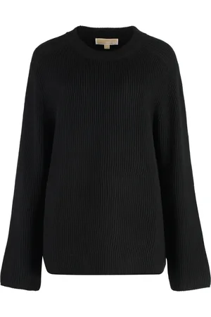 Michael Kors Strik, Dame, Sort, S, Uld, Ribbet Strikket Trøje i Merinould