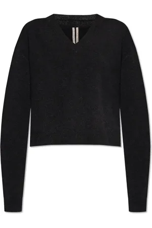 Rick Owens Strik, Dame, Sort, XS, Uld, Tommy V Neck Sweater