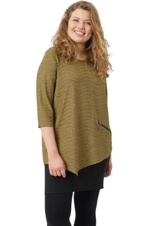 Pont Neuf Bluser & Skjorter, Dame, Grøn, M, Asymmetrisk Bluse med Lynlåsdetalje