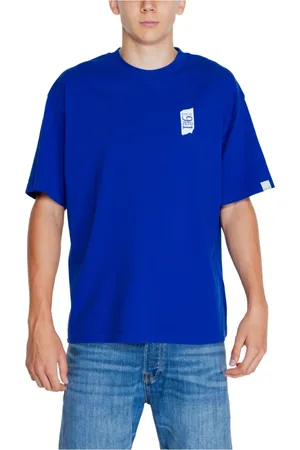 Replay Top, Herre, Blå, M, Bomuld, Blå, almindelig T-shirt med rund hals