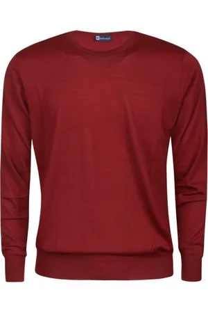 hindustrie Strik, Herre, Rød, 4XL, Uld, Rød Merino Uld Crewneck Sweater