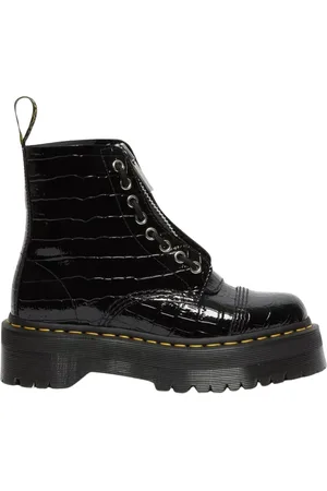 Dr. Martens Sko, Dame, Sort, 41 EU, Læder, Croc Patent Læder Platform Støvler