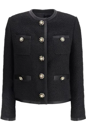 Dolce & Gabbana Jakke, Dame, Sort, L, Tweed, Bouclé kort jakke med juvelknapper