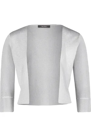 Vera Mont Strik, Dame, Grå, 2XL, Glitrende Strik Bolero Jakke