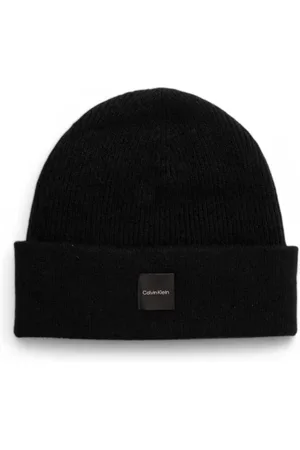 Calvin Klein Tilbehør, Dame, Sort, ONE SIZE, Cashmere, Chunky Open Rib Cashmere Beanie