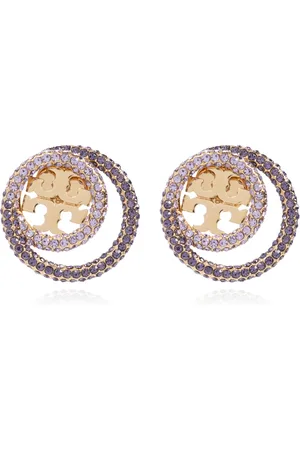 Tory Burch Tilbehør, Dame, Lilla, ONE SIZE, Øreringe med krystaller