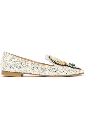 Prosperine Sko, Dame, Grå, 37 EU, Uld, Glitter Ballerina med Sten