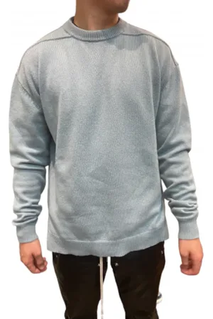 Rick Owens Strik, Herre, Grå, S, Uld, Sky Blue Cashmere Uld Sweater