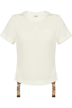 Burberry Top, Dame, Hvid, XS, Bomuld, T-shirt med sidesnor