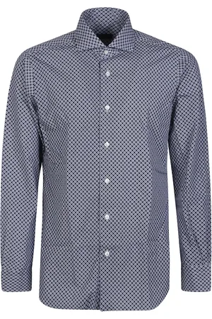 BARBA Skjorte, Herre, Blå, L, Bomuld, Blå Neck Shirt