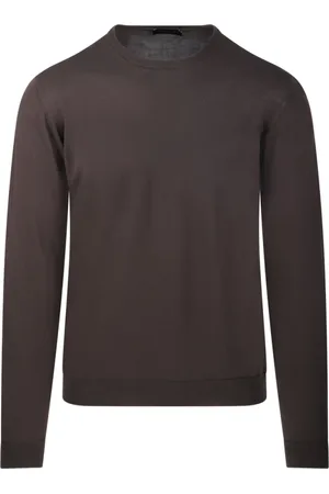Roberto Collina Strik, Herre, Brun, M, Bomuld, Moro Rund Hals Sweater