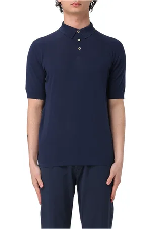 ELEVENTY Top, Herre, Blå, L, Tyl, Ikonisk Strikket Polo Stil
