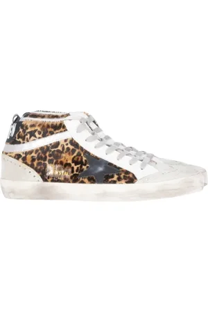 Golden Goose Sko, Herre, Brun, 36 EU, Læder, Mid Star Sneakers Beige/Brun/Leopard