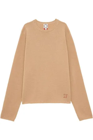 Inès de la Fressange Strik, Dame, , S, Uld, Chic Jumper med Broderede Initialer