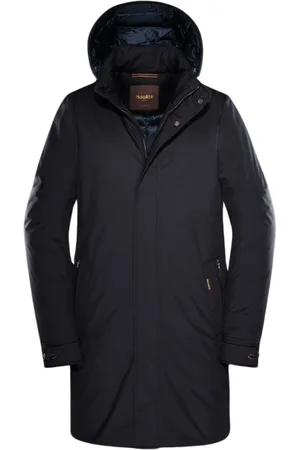 MOORER Frakke, Herre, Blå, XL, Uld, Acqua Line Glat Frakke med Gåsedun