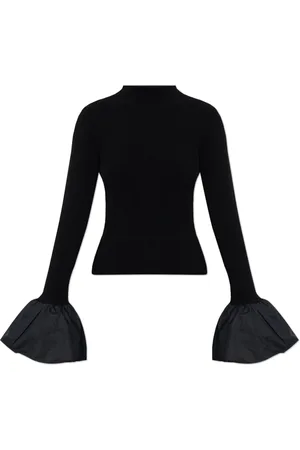 ROTATE Bluser & Skjorter, Dame, Sort, M, Polyester, Top med trompetærmer