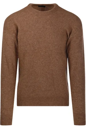 Roberto Collina Strik, Herre, Brun, XL, Uld, Tabacco Rund Hals Sweater