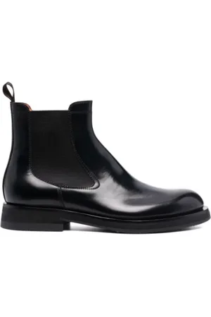 santoni Sko, Herre, Sort, 45 1/2 EU, Læder, Double-Buckle Læderstøvler