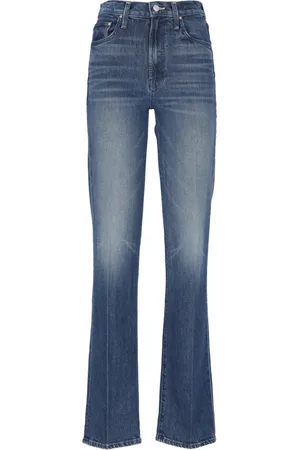 Mother Jeans, Dame, Blå, W29, Bomuld, Blå Bomuld Jeans med Bæltestropper