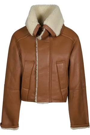 Victoria Beckham Jakke, Dame, Brun, 2XS, Uld, Shearling Peacoat