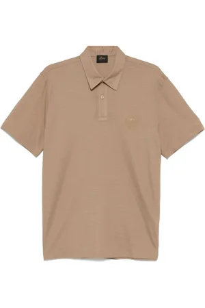 BRIONI Top, Herre, Brun, M, Polo med broderet logo kortærmet