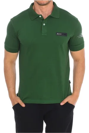Philipp Plein Top, Herre, Grøn, L, Bomuld, Kortærmet Polo med Claw Print