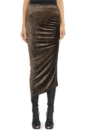 Rick Owens Nederdel, Dame, Brun, XS, Uld, Taupe Knælang Nederdel