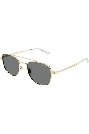 Montblanc Tilbehør, unisex, Gul, 51 MM, Uld, Guld Stel Grå Linse Solbriller