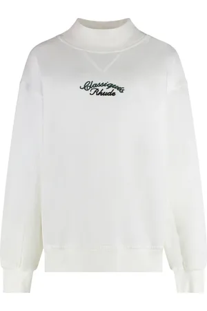 Rhude Strik, Dame, Hvid, M, Bomuld, Bomulds sweatshirt med logo detalje