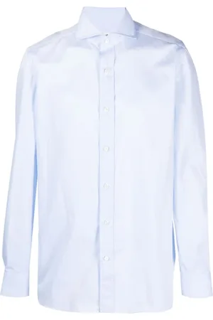LUIGI BORRELLI NAPOLI Skjorte, Herre, Blå, 3XL, Lyseblå Twill Skjorte