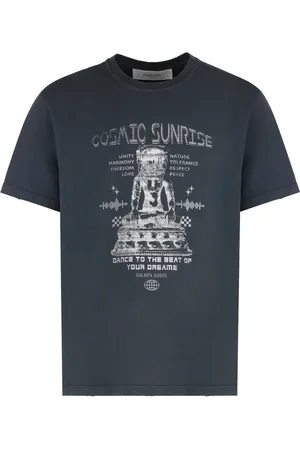 Golden Goose Top, Herre, Grå, XL, Bomuld, Distressed Crew-neck Bomulds T-shirt