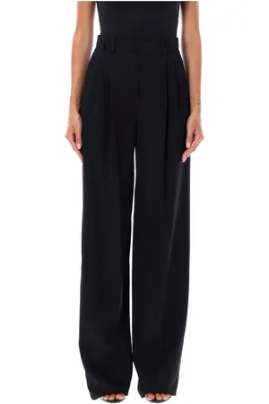 Saint Laurent Bukser, Dame, Sort, M, Uld, Formelle bukser med vide ben