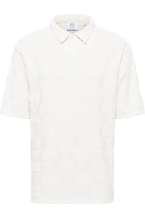 Carlo Colucci Top, Herre, Hvid, XL, Uld, Oversize Polo Shirt med Terry Inserts