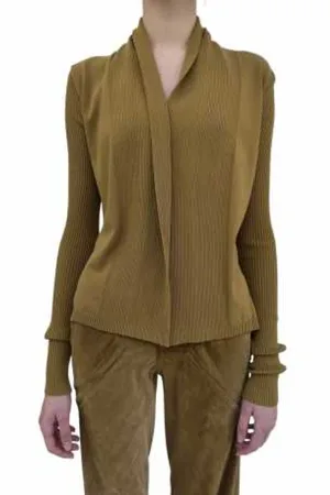 Rick Owens Strik, Dame, Grøn, L, Polyester, Kort Viscose Wrap Cardigan Naska