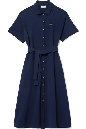Lacoste Kjole, Dame, Blå, S, Afslappet Elegance Bæltet Kjole