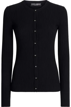 Dolce & Gabbana Strik, Dame, Sort, XS, Knapkort Cardigan Sweater
