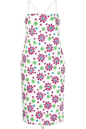Saint Laurent Kjole, Dame, Flerfarvet, M, Blomstret Midi Kjole