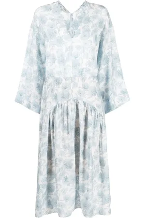 Vince Kjole, Dame, Hvid, XS, Polyester, Hvid Dahlia V-Hals Midi Kjole