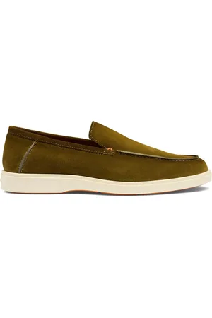santoni Sko, Herre, Grøn, 42 1/2 EU, Læder, Læder Ruskind Loafers med Gummisål