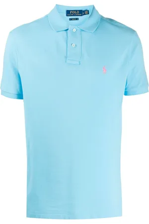 Ralph Lauren Top, Herre, Blå, XL, Bomuld, Blå Broderet Logo Polo Skjorte