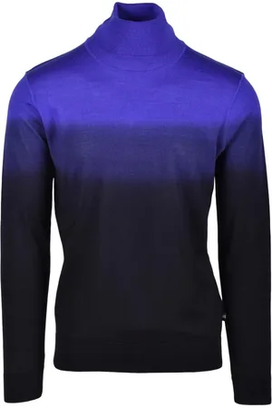HUGO BOSS Strik, Herre, Sort, XL, Uld, Uld Silke Pullover Høj Hals Sweater