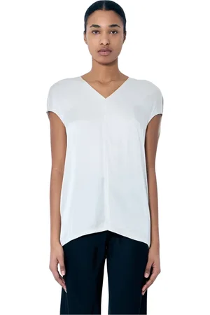 Rick Owens Bluser & Skjorter, Dame, Grå, XS, Satin, Satin V-Neck Panel Top