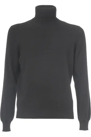 Gran Sasso Strik, Herre, Sort, 3XL, Cashmere, Kashmir Høj Hals Sweater Ribbet