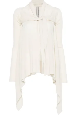 Rick Owens Top, Dame, Hvid, M, Uld, Hvid Uld Striktrøje med Knude