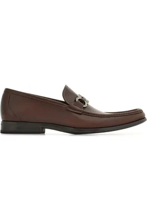 Salvatore Ferragamo Sko, Herre, Brun, 43 EU, Læder, Brun Flade Slip-On Sko Gancini Plaque