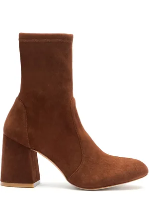 Stuart Weitzman Sko, Dame, Brun, 38 EU, Læder, Flareblock 85 Stretch Bootie