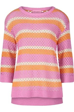 Betty Barclay Strik, Dame, Lyserød, L, Uld, Stribet Chunky Strik Trøje