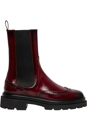 santoni Sko, Dame, Rød, 37 1/2 EU, Læder, Antikke Læder Brogue Chelsea Støvler